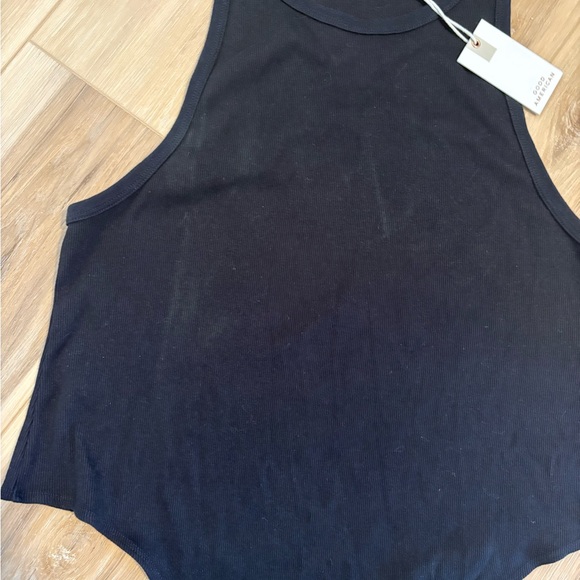 Good American New Womens Size 7 Black Ribbed Cotton Bodysuit *flaw - Picture 2 of 5
